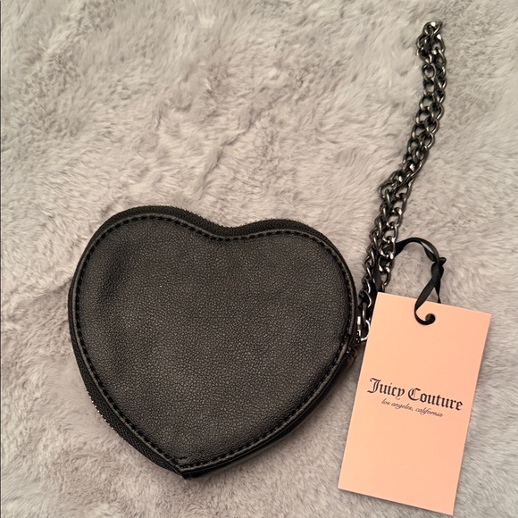 Juicy Couture Black Heart Wristlet with Rhinestone Logo - Picture 2 of 3